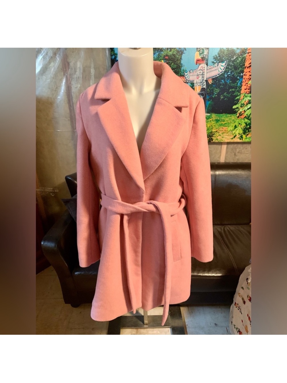 H&M Pink Belted Trench Coat